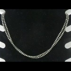 VINTAGE STEEL MICRO BEADS DOUBLE STRAND NECKLACE